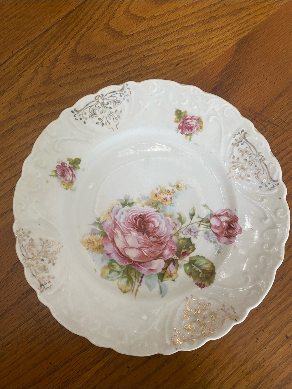 Antique Rose Plate - Marked Germany